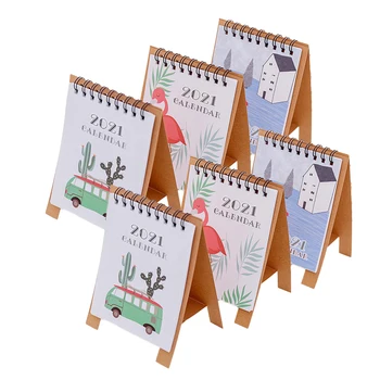 

8Pcs Small 2021 Desktop Calendar Coil Calendar Small Desk Calendar Coil Notepad Annual Agenda Calendar