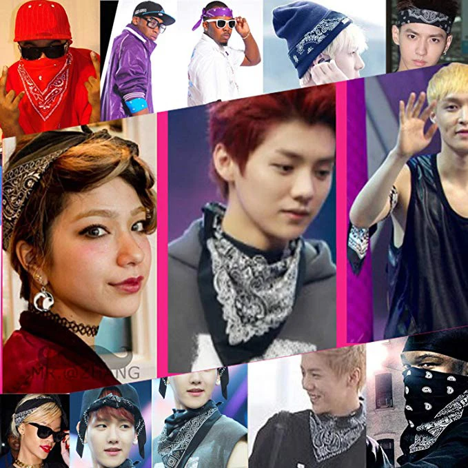 24/pcs Assorted Bandanas 100% Cotton Hip Hop Double Sided Print Paisley Cowboy Bandana Party Square Scarf Headband Handkerchiefs 5