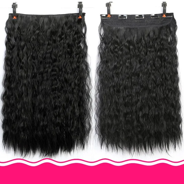 DIFEI Synthetic 24 Inch 5 Clip Long curly Women Clip in Hair Extensions Black Brown High Tempreture Hair Piece T1B/613