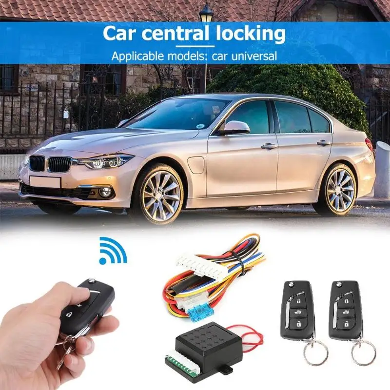 

Car Remote Central Kit Door Lock Alarm System ABS Double Flash Prompt Currency with Remote Control 401/T417 60x60x27mm