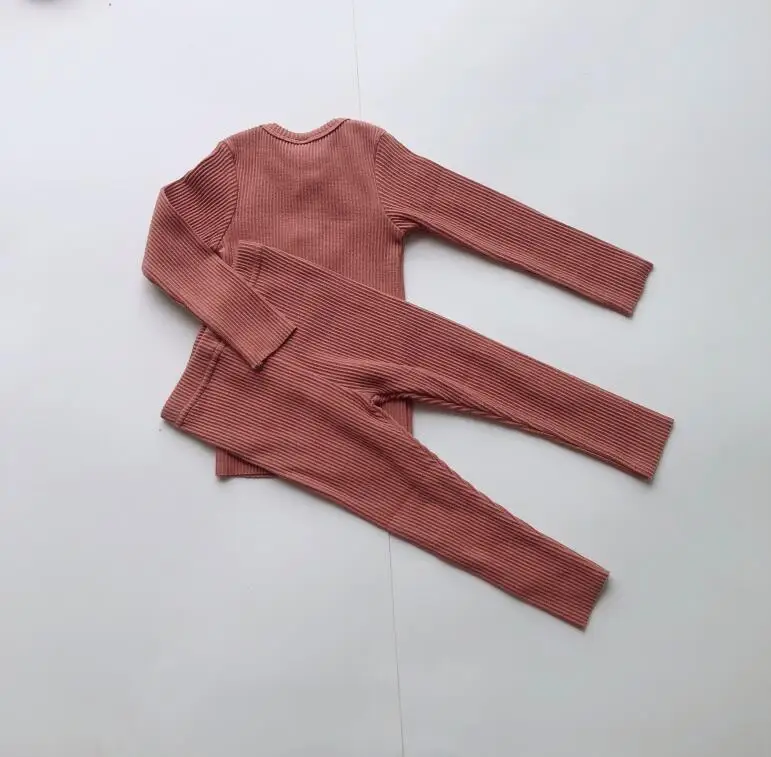 Baby Boys Girls Clothes For Children Ribbed Set Fitted With Full Sleeve Kids Autumn Winter Cloth Pajama Sets Pants Toddler 2 Pcs (9)