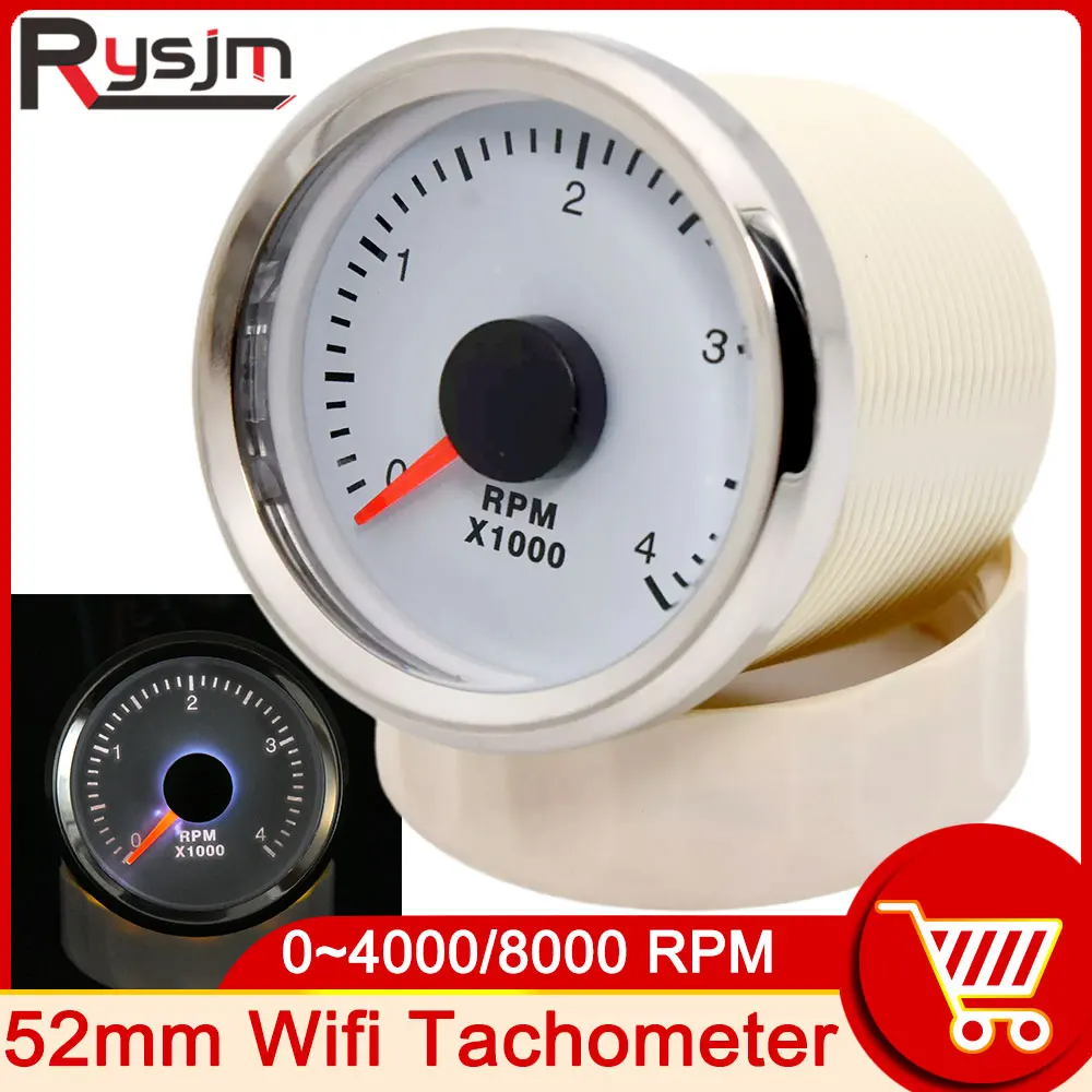 

NEW Wifi Gauge 52mm Tachometer For Outboard Motor 4000 8000 RPM Meter For Generator Motorbike ATV Tacho Gauge Diesel Gasoline