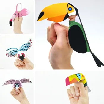 

DIY Handmade Birds Papercraft Models Toy Cartoon Finger Puppet Paper Models Handmade Toy For Children Gifts DIY Paper Crafts Toy