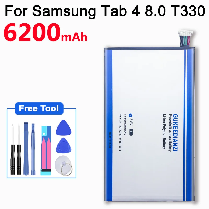 

GUKEEDIANZI Tablet Battery EB-BT330FBE For Samsung GALAXY Tab 4 T330 SM T331 T331C T335 6200mAh Replacement Batteries