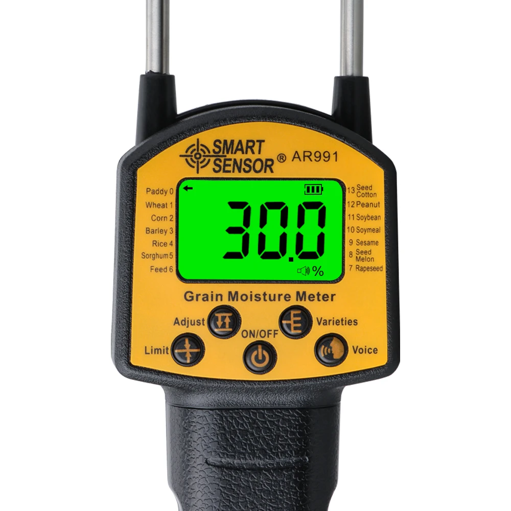 SMART SENSOR Digital Grain Moisture Meter Vochtmeter Use for Rapeseed Cotton Soybean Peanut Barley Rice Sorghum Paddy Wheat Corn grain moisture meter