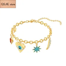Высокое качество SWA счастливый элемент синий волшебный глаз сердце глаз женский браслет