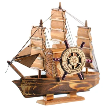 

Vintage Marine Nautical Wooden Sailing Boat Ship Wood Crafts Ornaments Party Home Room Decoration
