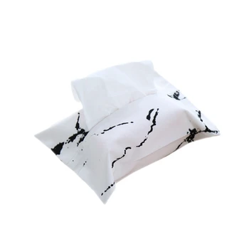 

Scandinavian Tissue Storage Bag with Tassel Marble Pattern Paper Tower Bag Organizer Draw Paper Storage Container for Home Car