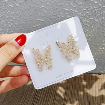 

Immortal Elves Crystal Butterfly Ear Stud Female Elegant Earrings