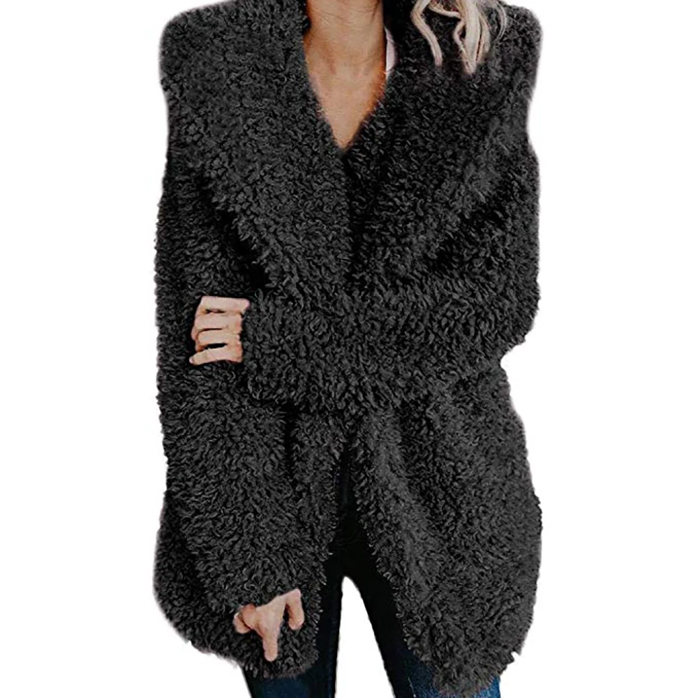 Модное женское розовое пальто из искусственного меха, осенне-зимнее теплое плюшевое пальто, женские вечерние пальто оверсайз, верхняя одежда - Цвет: gray