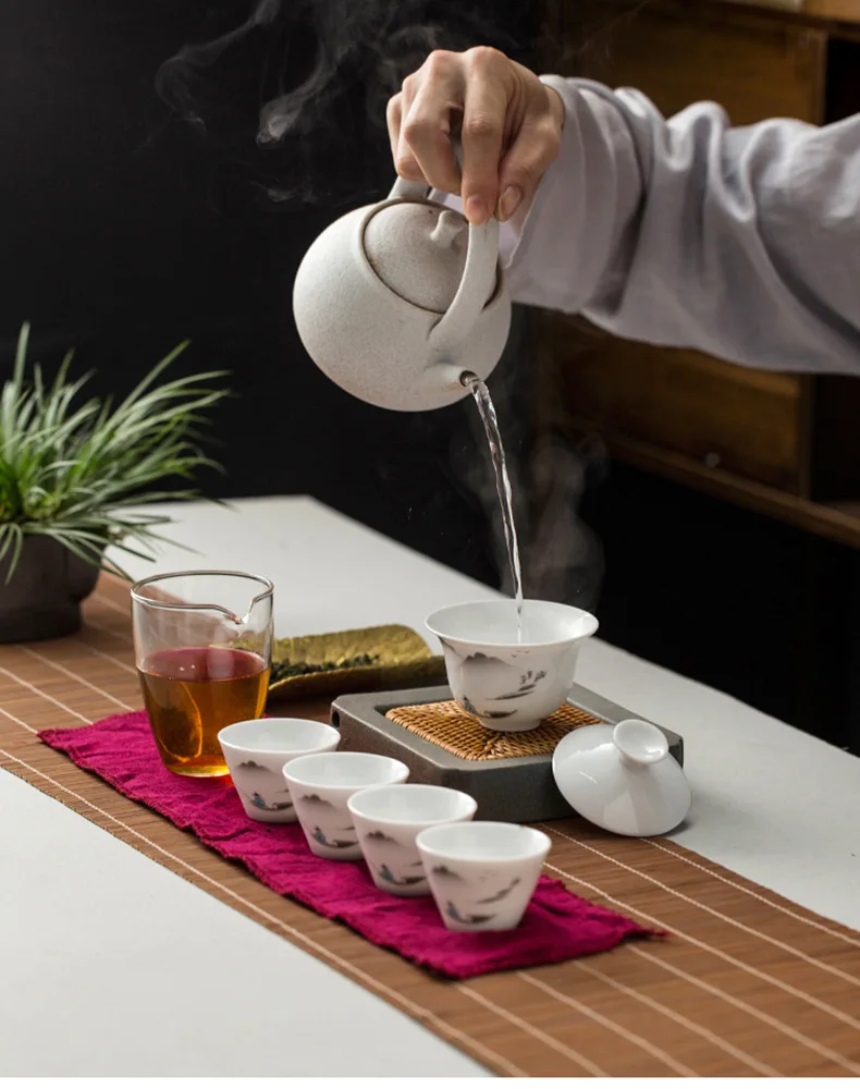 Керамический чайник Gaiwan teacups Gaiwan, чайная чашка для Пуэр китайский заварочный чайник портативный дорожный чайный сервиз, кружка для вина