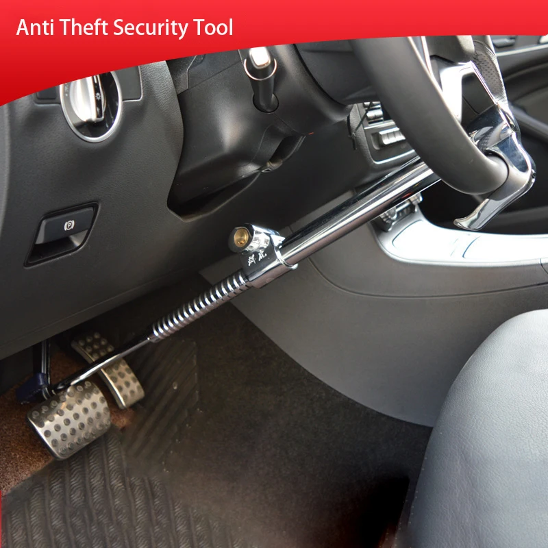 HOT SALES! Car Steering Wheel Lock Anti Theft Security Tool Security Rotary Steering Wheel Aluminum Lock Self-defense Lock Tools