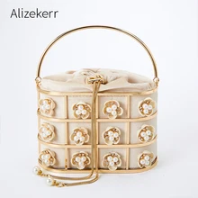 Цветочная вечерняя сумочка в виде жемчужины, женская дизайнерская металлическая корзина ручной работы, стразы, клетка, клатч, кошельки и сумки, Роскошные, высокое качество, Новинка