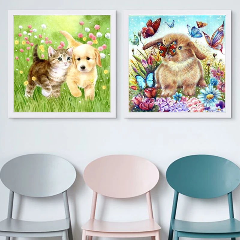 Цветок Ежик кактус Олень Кролик Слон утка собака кошка Алмазная вышивка