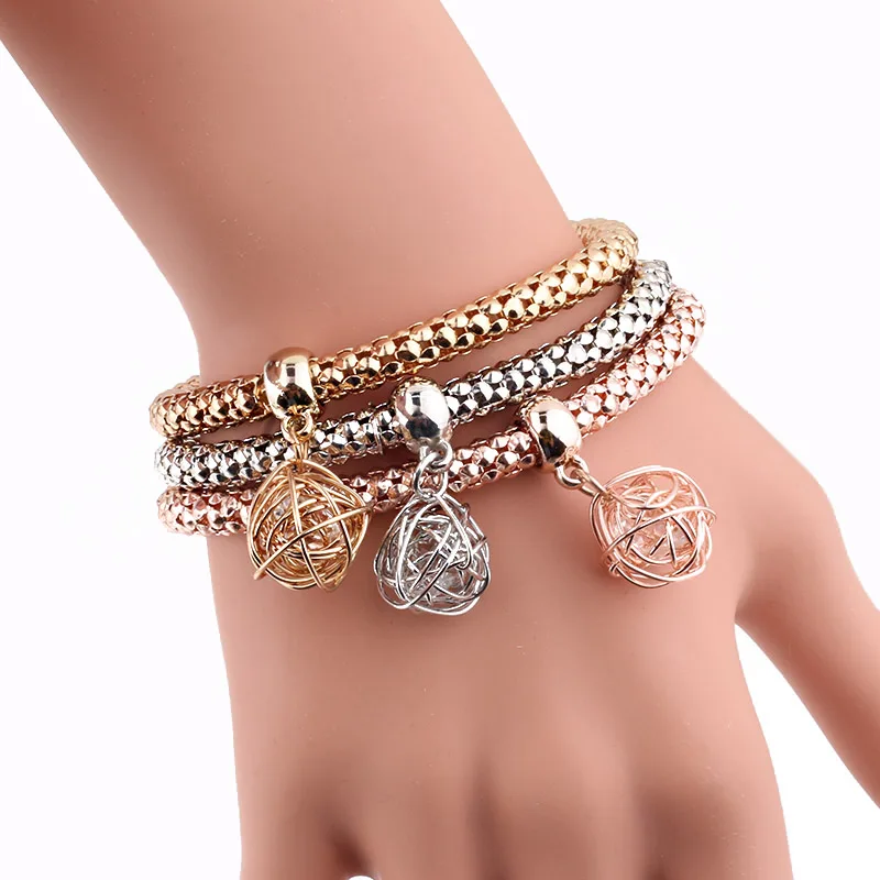 Braceles-26 3 шт./компл. браслет хрустальный шар дерево жизни Музыка Девушка сердце Шарм браслет и браслеты для женщин Pulseria Feminina ювелирные изделия подарок - Окраска металла: Braceles-26