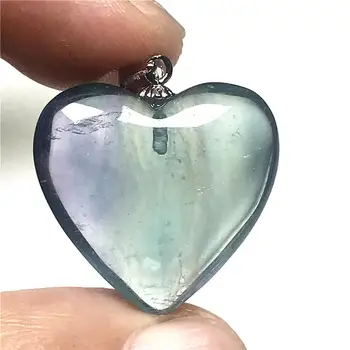 

Genuine Natural Rainbow Fluorite Heart Necklace Pendant For Woman Lady Man Crystal 22x9mm Beads Gemstone Fashion Jewelry AAAAA