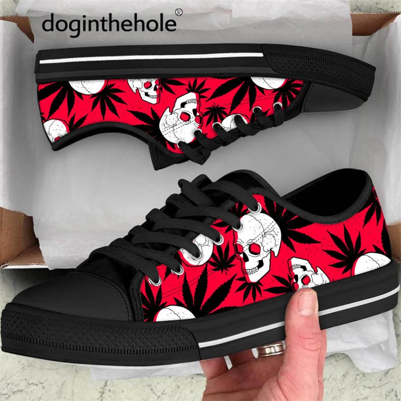 Doginthehole zapatillas de deporte de calavera de azúcar rojo para mujer, transpirable de lona a la moda para chicas adolescentes, personalizado|Zapatos vulcanizados de mujer| - AliExpress
