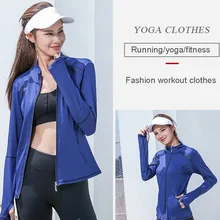 Женская спортивная куртка для йоги с длинным рукавом быстросохнущая модная сетчатая одежда для фитнеса C55K распродажа