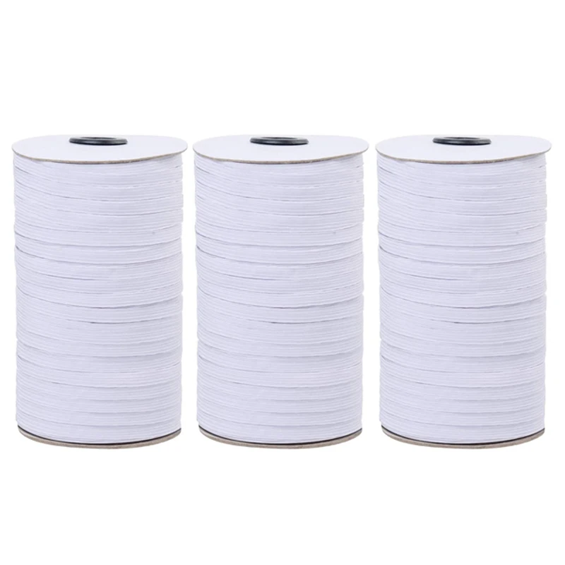 

3 Pieces of 1/4 Inch Elastic Cord Elastic Rope Braided Elastic Band 200 Yards of Elastic Bobbin for Sewing