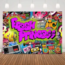 Arriere Plan De Graffiti Princesse Fraiche Anniversaire Decor Bash Radio Murale Pour Filles Joyeux Anniversaire Retro 80s 90s Baby Shower Seance Photo Aliexpress Electronique