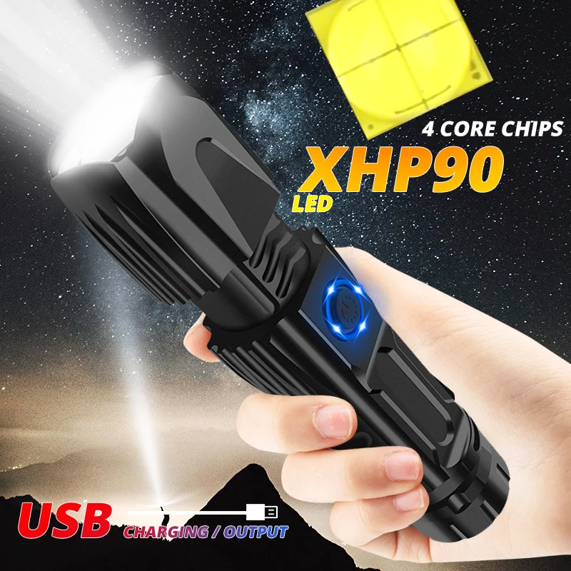 Мощный светодиодный тактический фонарик XHP90 фонарь с умным управлением чипом и