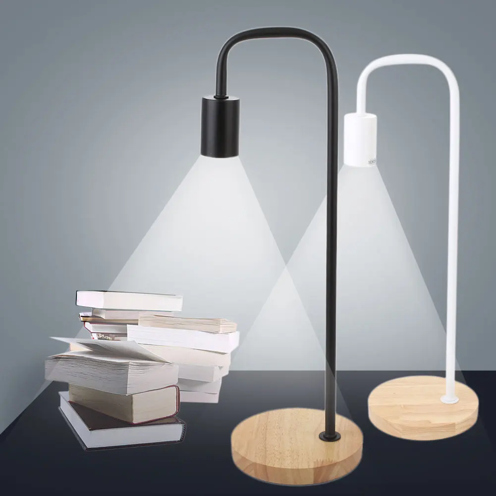 

Wooden Base Table Lamp Desk Lights Reading Room Study Lighting US Plug E27 40W