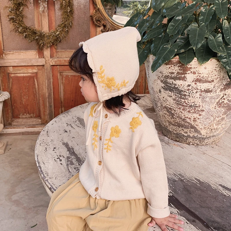 Новое поступление, одежда для маленьких девочек на весну-осень, детский вязаный кардиган, Повседневные свитера с круглым вырезом, одежда для малышей, LZ178 - Цвет: beige