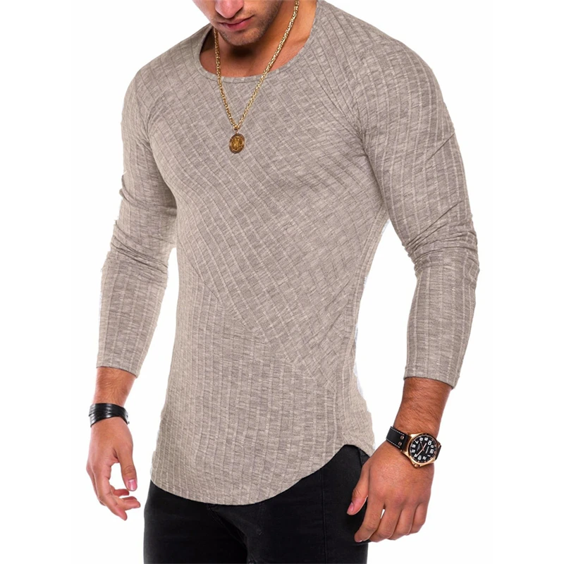 Большие размеры, S-3XL облегающий свитер для мужчин весна осень тонкий круглый вырез вязаный пуловер для мужчин повседневные однотонные мужские свитера Pull Homme