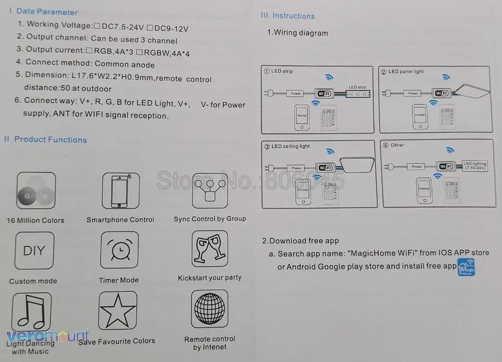 DC12V 5050 LED Strip RGBW RGBWW 60LEDs/m 5m with mini 24Key IR WiFi Controller 3A Power Supply LED Strip Set Support APP Control