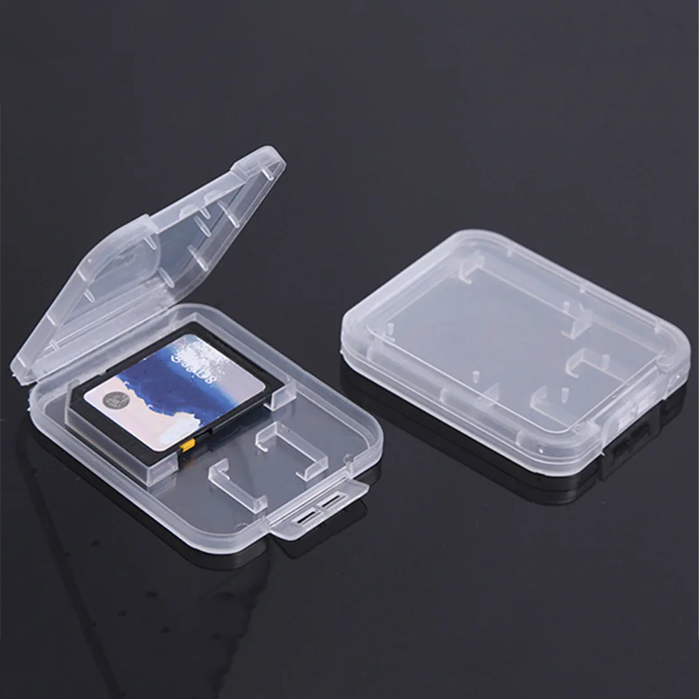 

10pcs Clear Memory Card Case Transparent Standard SD Card Holder Portable Plastic Storage Holder Box Office School Desk Supplies