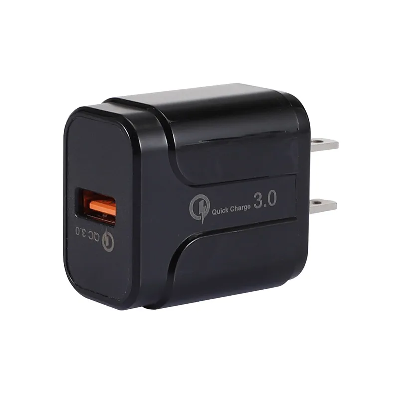 US Black Одно зарядное устройство USB QC 3,0 для телефона с разъемом US/EU/UK, быстрое зарядное устройство для путешествий, портативное зарядное устройство USB для IPhone, Ipad, samsung - Тип штекера: US Black