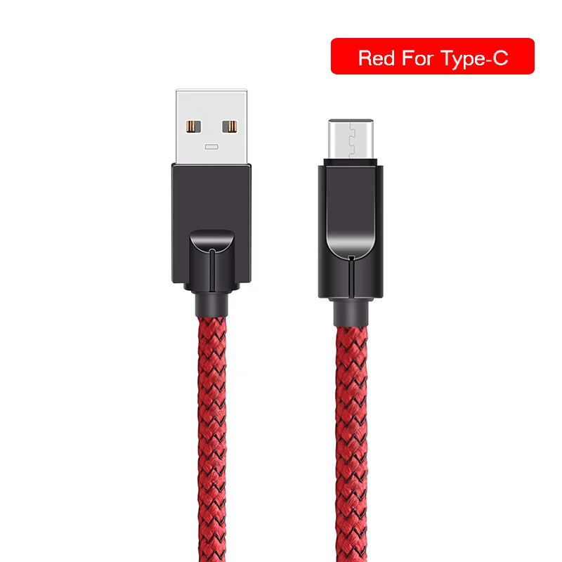 Android мобильный телефон usb зарядный шнур микро-usb Кабель нейлон Быстрая зарядка USB кабель для передачи данных для Xiaomi для samsung для huawei планшет - Цвет: Red-TypeC