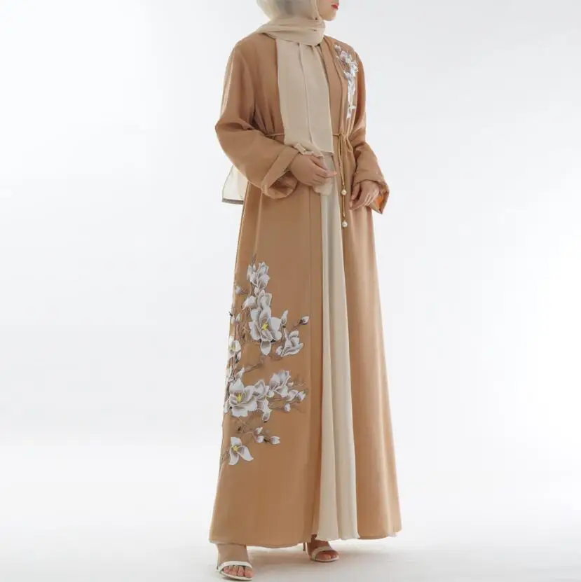 turkish fashion Исламское кимоно платье мусульманское последнее платье abaya вышивка одежда Турецкий abaya s черный кардиган длинный хиджаб Дубай простое платье KJ - Цвет: turkish fashion