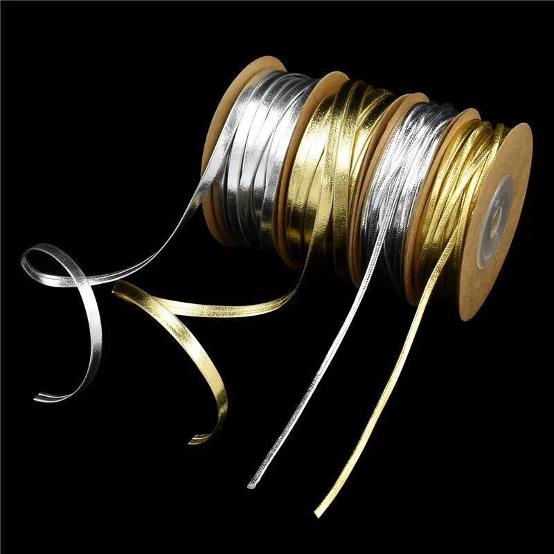 15m/roll 2mm/5mm Gold Silver Leather Ribbon Home Party Decoration Strings Necklace Accessories Materials ribbon decoration ribbon supplies