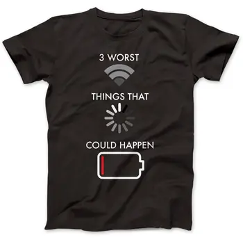 

3 Worst Things That Could Happen Wifi T-Shirt 100% Premium Cotton Dead Battery