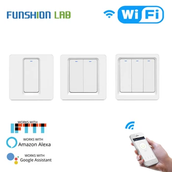 

WiFi Smart Light Switch Push Button Smart Life/Tuya APP Remote Control Works with Alexa Google Home for Voice Control 1/2/3 Gang