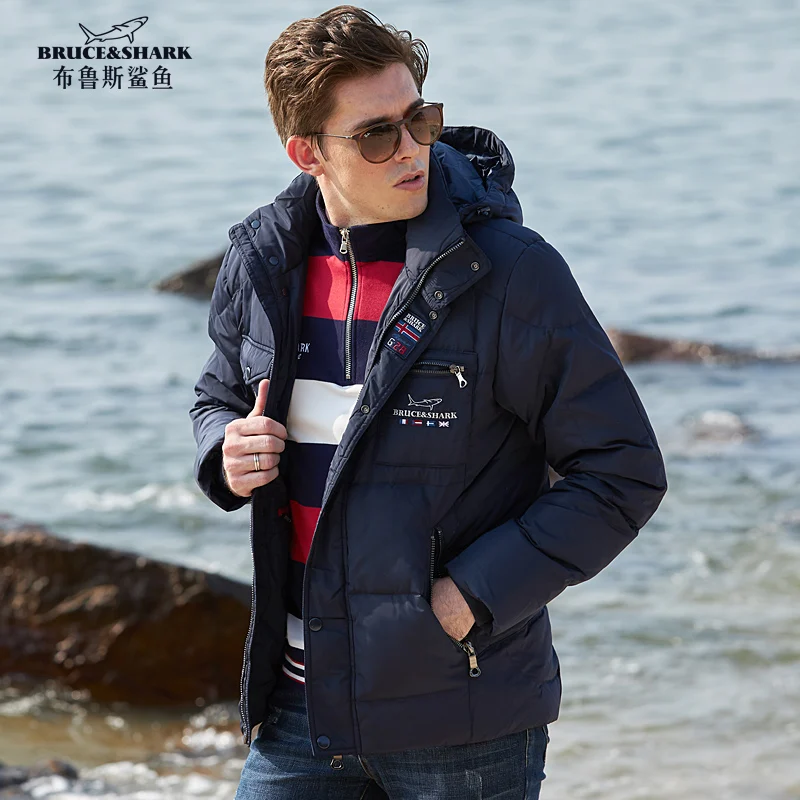 New Down Feather Men's Jacket Thickened Bruce&Shark 70% Gray Duck Down Men Coats Fashion Casual Winter Warm Big Size 3XL