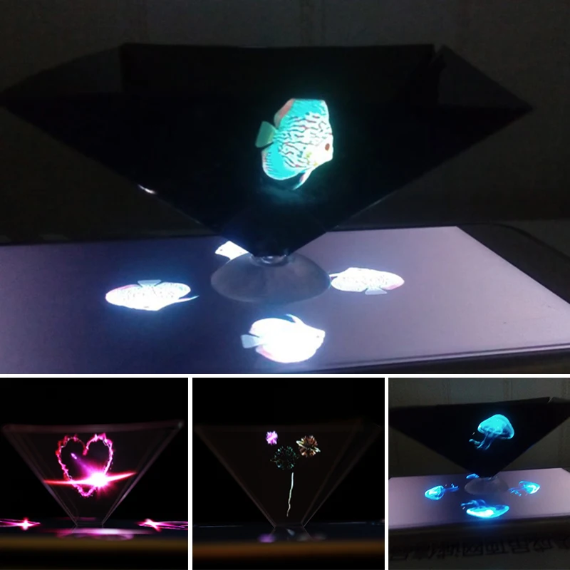 1 шт. 3D Голограмма Пирамидка дисплей проектор видео Стенд Универсальный Мини