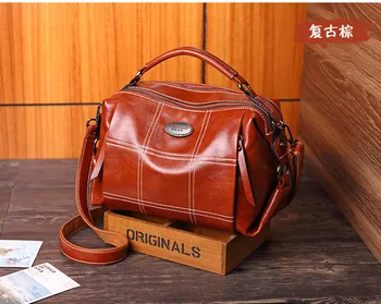 

Shoulder Bags Bolsa Sac Luxury Ladies Hand Bags Vintage Oil Wax Purse Famous Designer Brand Bags Women Pu Leather Handbags