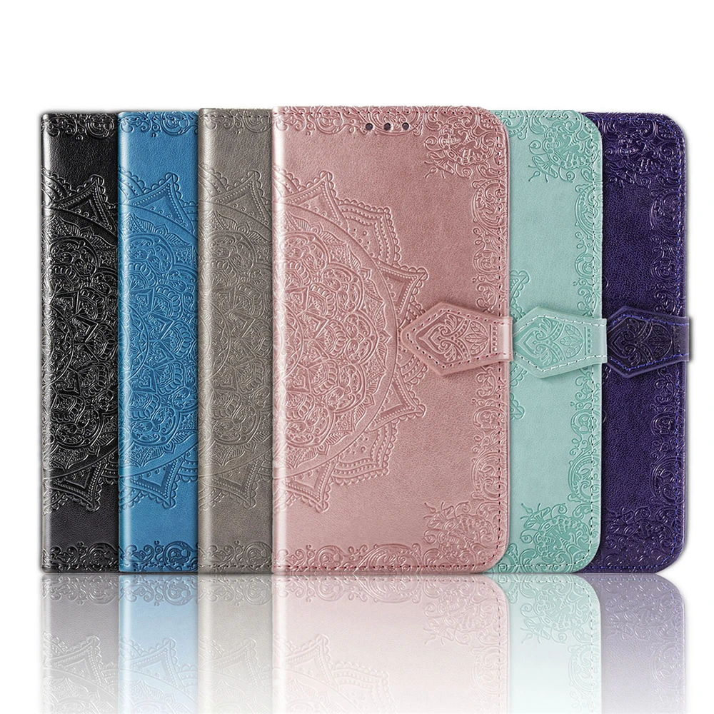 

For Nokia 7.2 Case on For Nokia 7 Plus 7.1 Case Flip Leather Embossed Mandala Flower Wallet Case For Nokia 6.2 Case Cover Coque