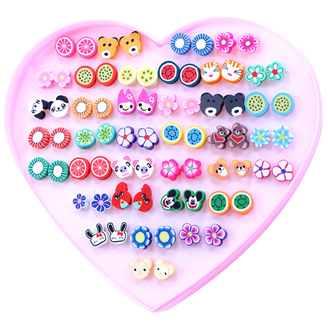 36 пар/компл. детские серьги-гвоздики с рисунками фруктов тонких листов Kawai серьги-гвоздики комплект ювелирных изделий ручной работы фрукты Мультяшные Сережки для Для женщин девушки дети