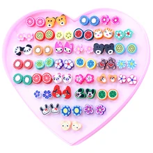 36 пар/компл. детские серьги-гвоздики с рисунками фруктов тонких листов Kawai серьги-гвоздики комплект ювелирных изделий ручной работы фрукты Мультяшные Сережки для Для женщин девушки дети