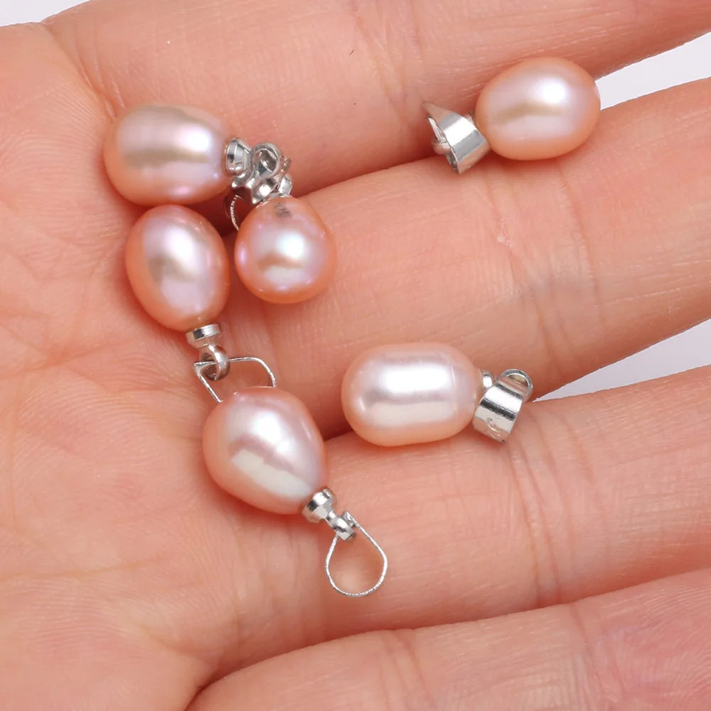 Natural Freshwater Pearl Pendant Rice Shape Exquisite charms for Jewelry Making DIY women\'s elegant Necklace Accessories