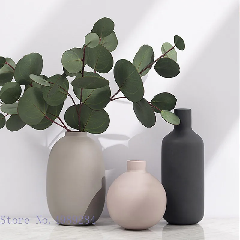 Colorful Ceramic Vase Round Ball Cylindrical Flower Arrangement Hydroponics Flower Vase Desktop Decoration Ceramic Ornaments