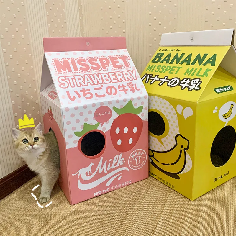 Milk Box Collapsible Cat Bed Carton Nest Scratch Board Grinder Claw Wear-Resistant Supplies Pet Sleep House Cave | Дом и сад