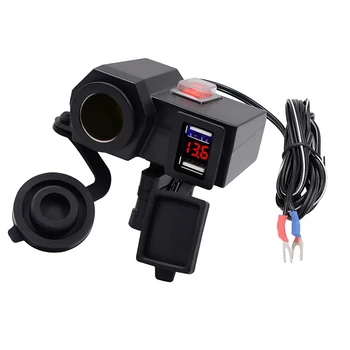

DC 12V 4.2A Dual USB Charger Power Socket LED Voltmeter for Motorcycle