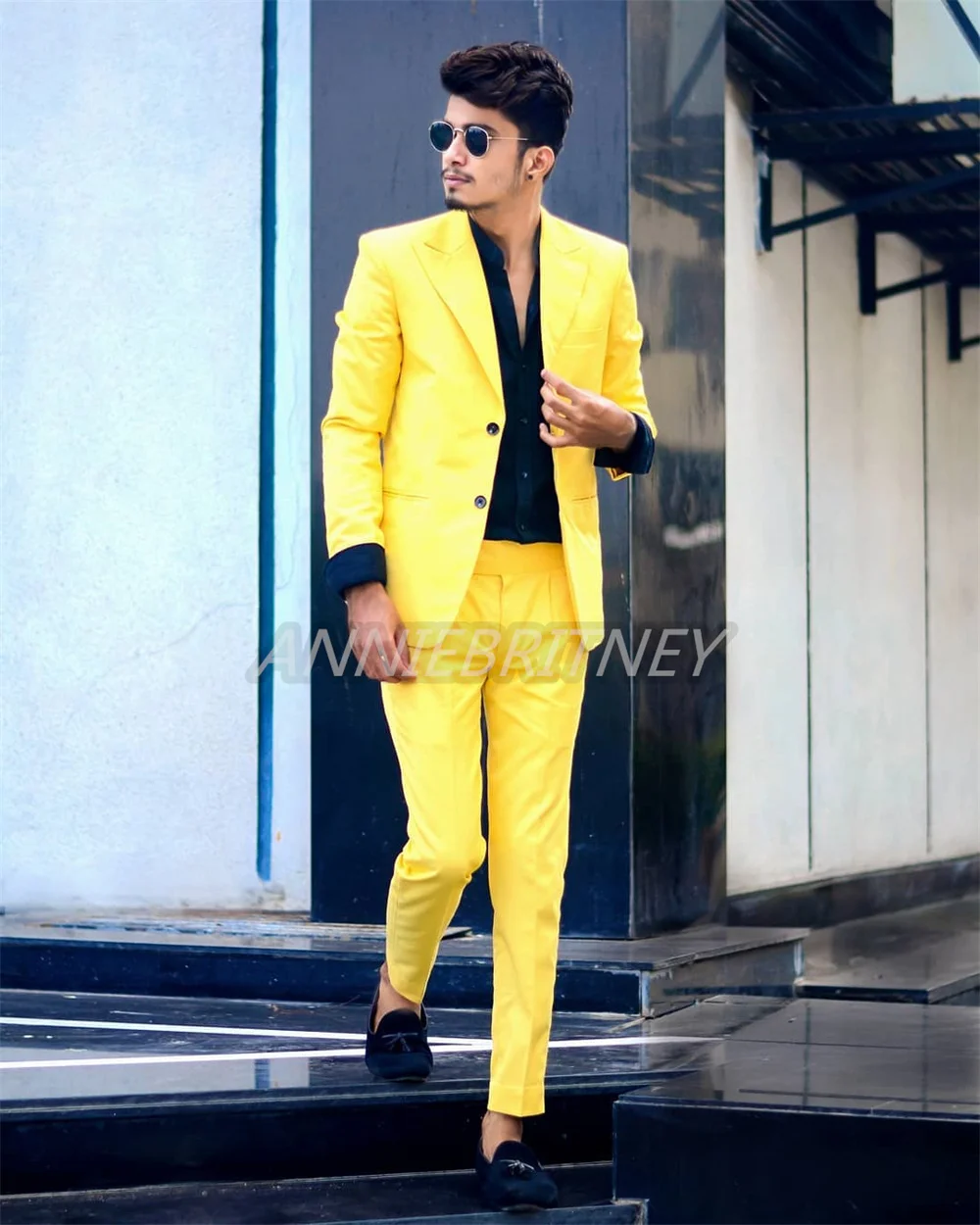 

2021 Tailor Made Luxury Noble High Quality New Yellow Blazer And Pants And Suits Men For Wedding Man Suit Slim Fit Party