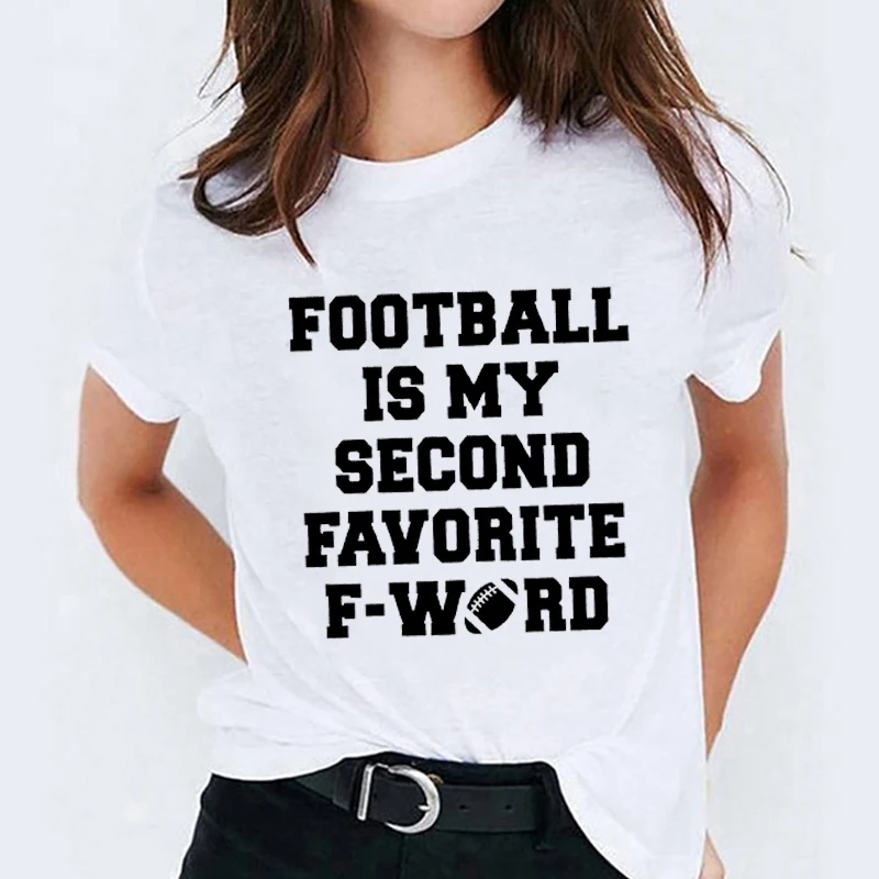 Женская футболка с принтом Love Football Милая женская рубашка в стиле Харадзюку топы