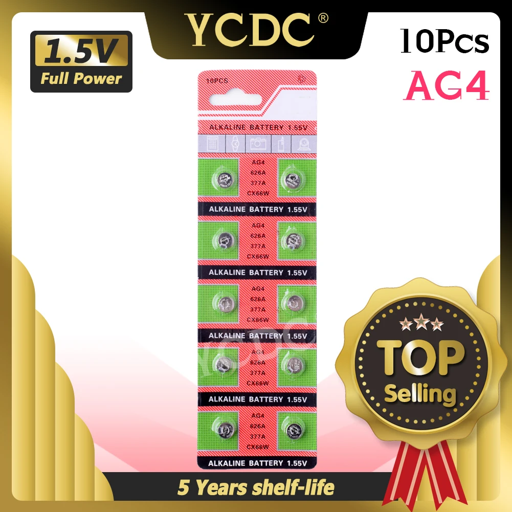 YCDC-Batería de botón para reloj pila de moneda SR626SW, SR626, 376, 377, GP377, V377, 565, L626, G4, GA4, AG4, X10, EE6205
