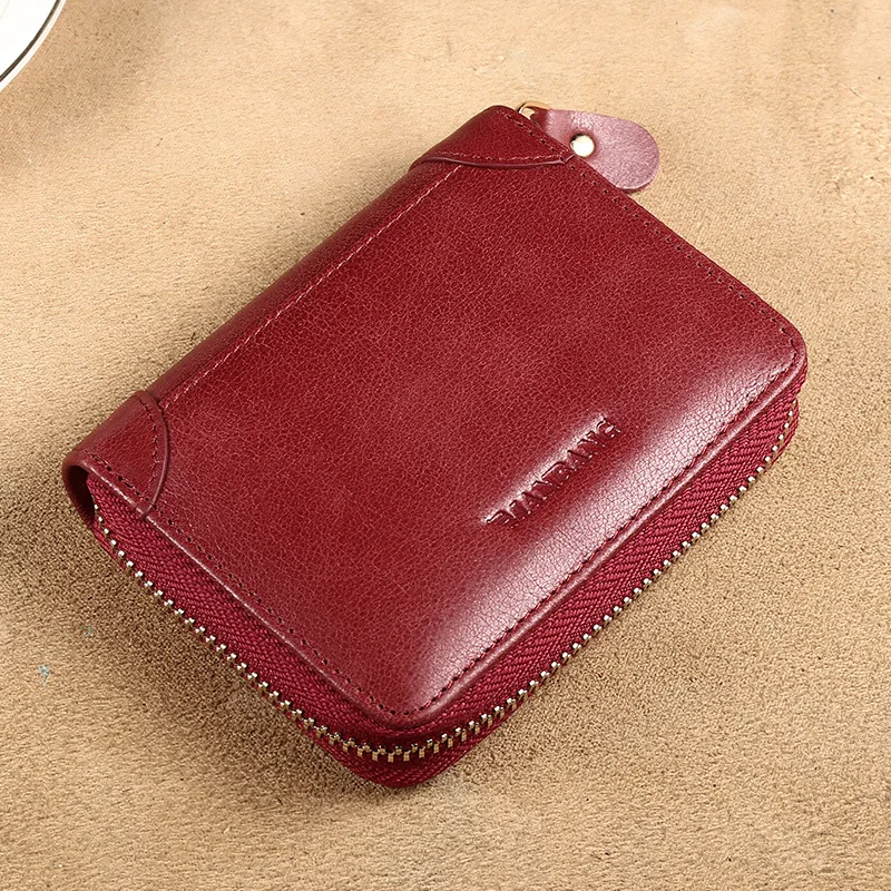 

ManBang Women's Wallet Small New Style Anti-Theft Brush ID Holder Ultra-Thin Simple Driving License Genuine Leather Credit Card